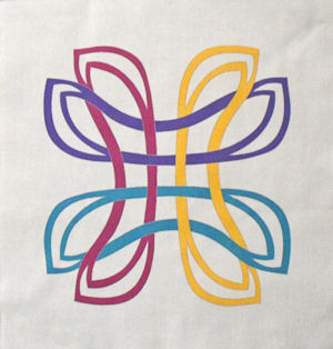 Danu celtic knot design on white with four colors.