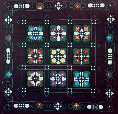 Celtic Orchids - hand appliqued and hand quilted by Scarlett Rose in 1991.