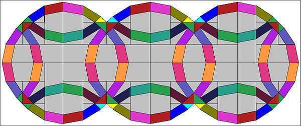 Wedding Ring tablerunner with curved edges.