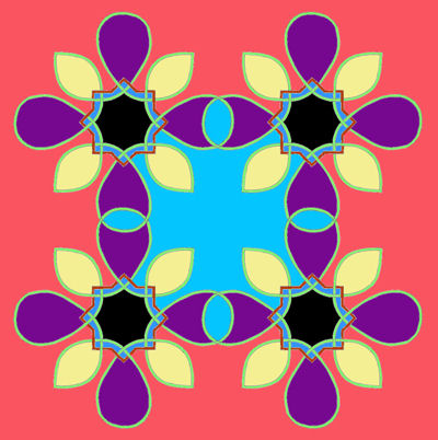 Four looped blocks set on point.
