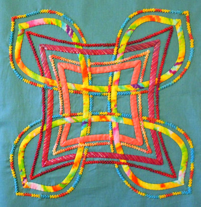 Aine knot done with bias applique and hand embroidery