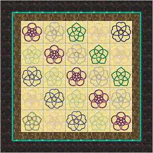 Appliqued and embroidered version of San Kamon quilt.