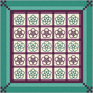San Kamon quilt with pieced borders.