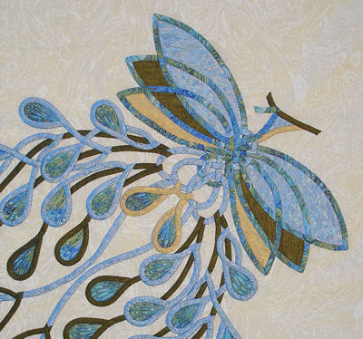 Closeup of the top half of the Exotic Peacock.