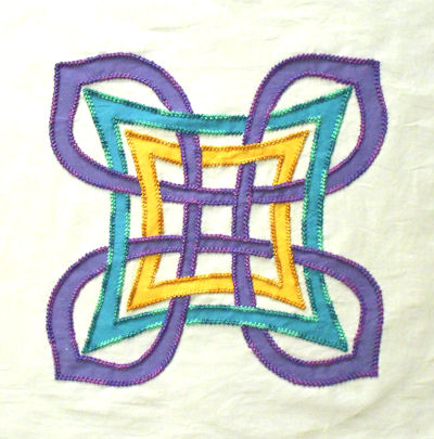 Aine stitched block, in Life's Promise colors