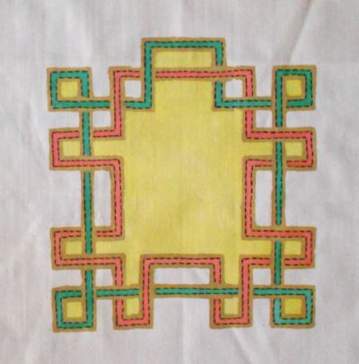 Smaller block with side knot turned each direction