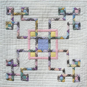 Closeup of center block in Celtic Circuits wallhanging.