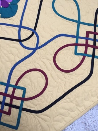 Close up of machine quilting.