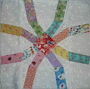 Thirties fabrics used in block.