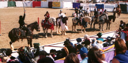 [The knights on their horses]
