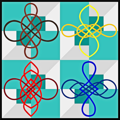 Solid color diagram of an element knots quilt.