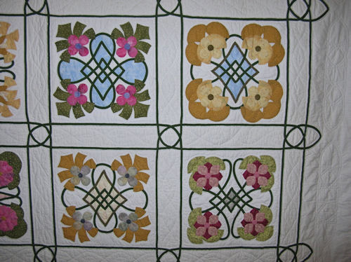 Closeup of Celtic Spring quilt